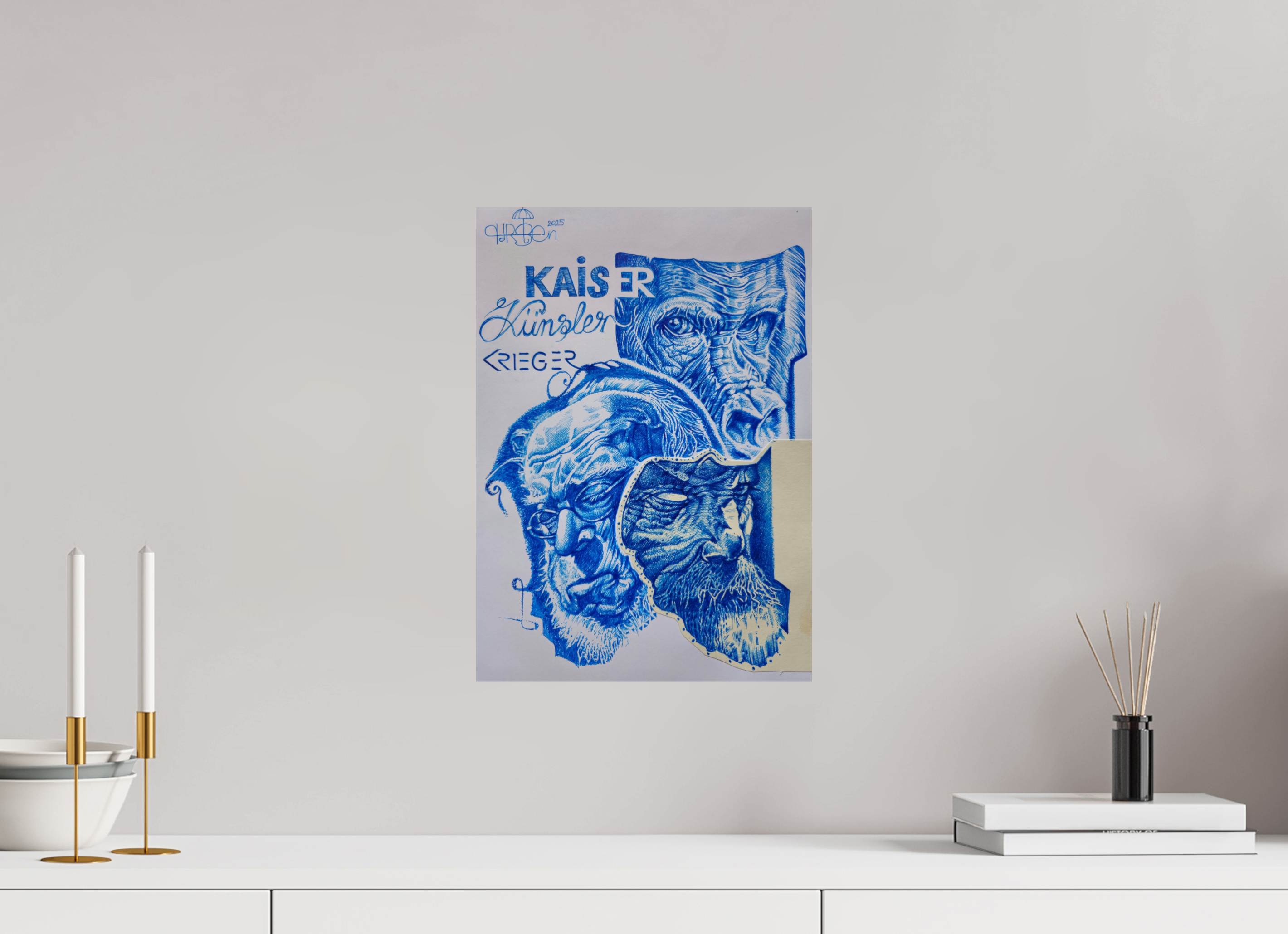 DIN A3 (29,7 x 42 cm), Fine Art Print Kaiser-Künstler-Krieger