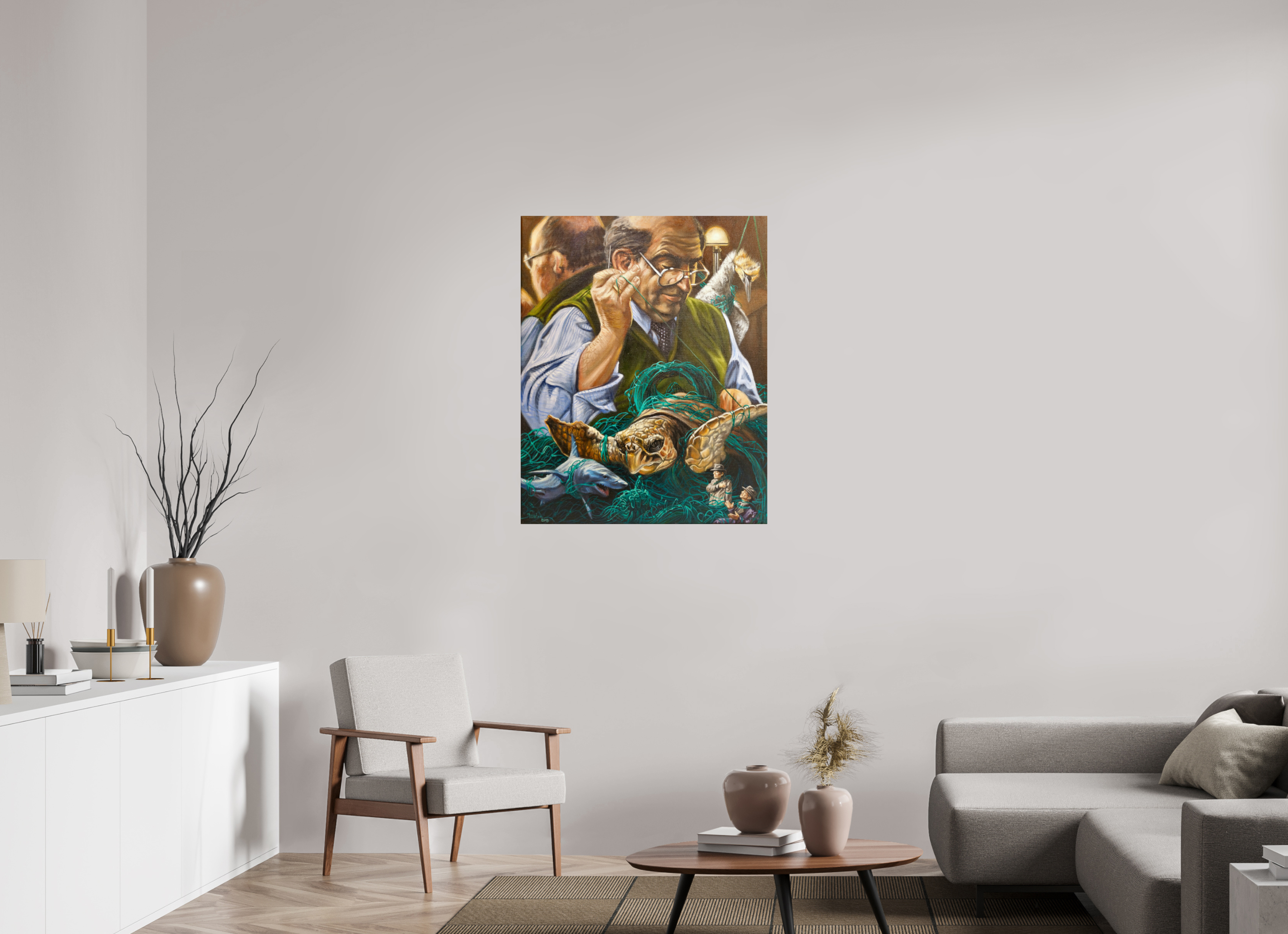 80 x 100 cm, Fine Art Print Der Plastikverstricker