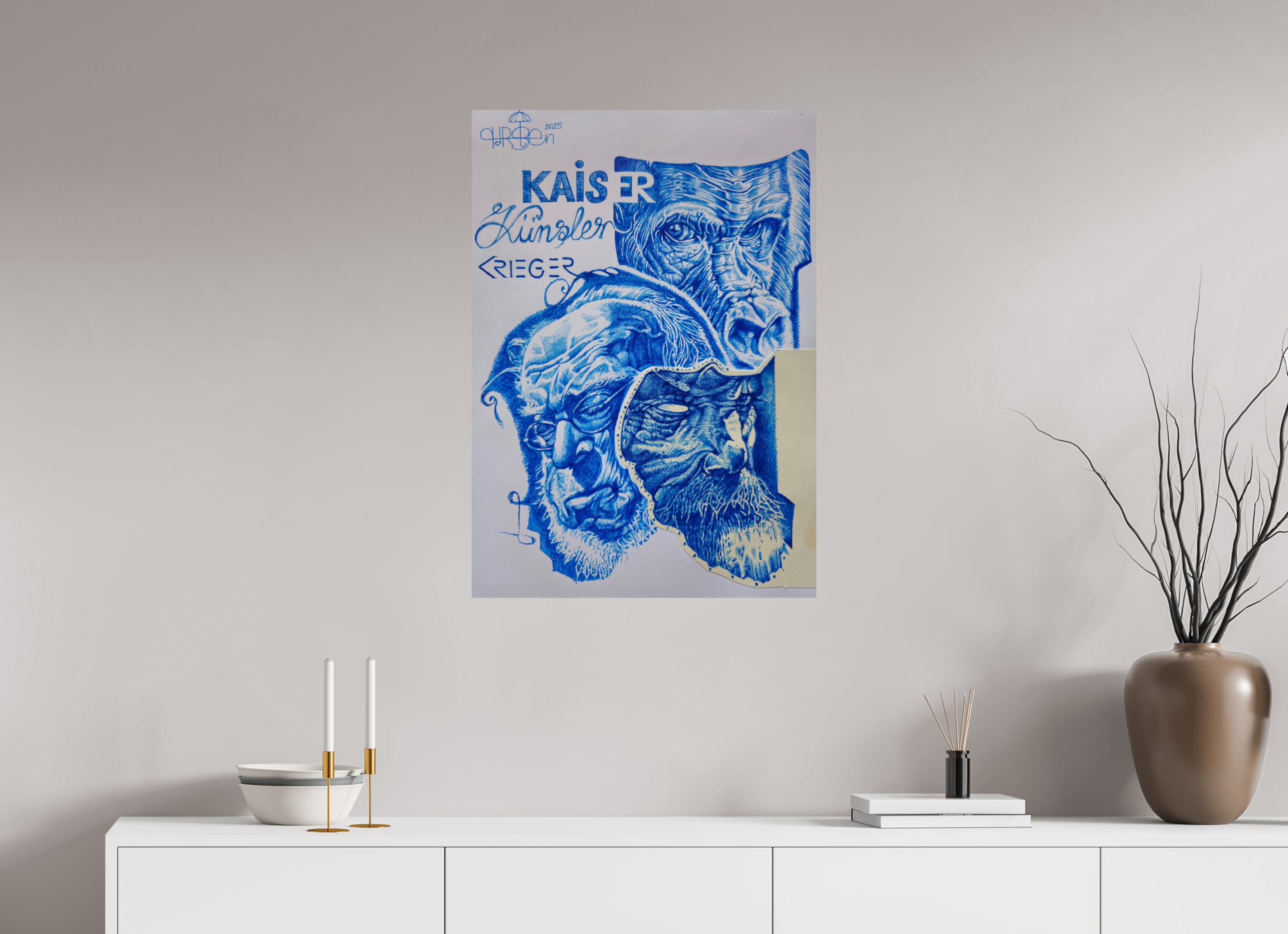 DIN A1 (59,4 x 84,1 cm), Fine Art Print Kaiser-Künstler-Krieger