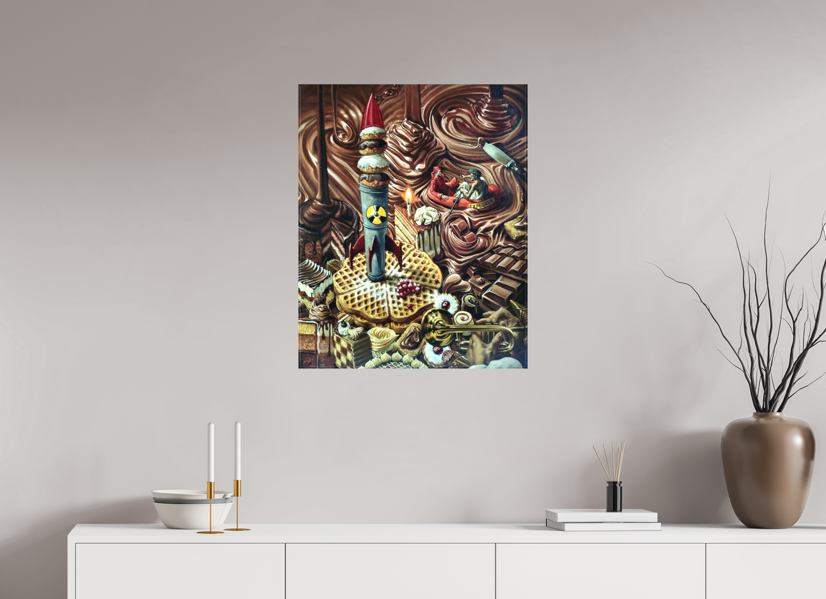 60 x 74,7 cm, Leinwand Dantes zehnter Höllenkreis  (Frei nach der Göttlichen Komödie nach Dante)