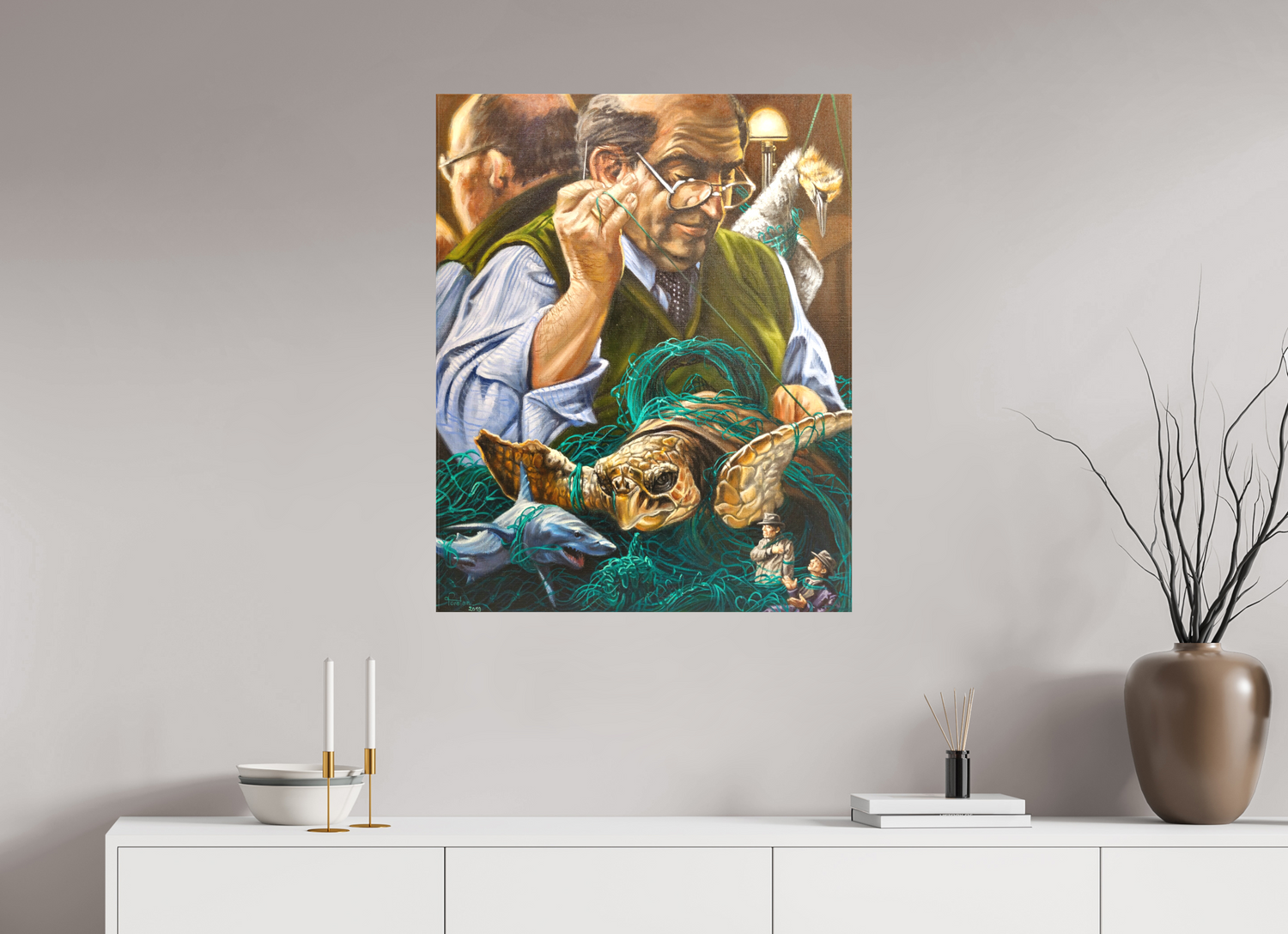 70 x 87,5 cm, Leinwand ​Der Plastikverstricker