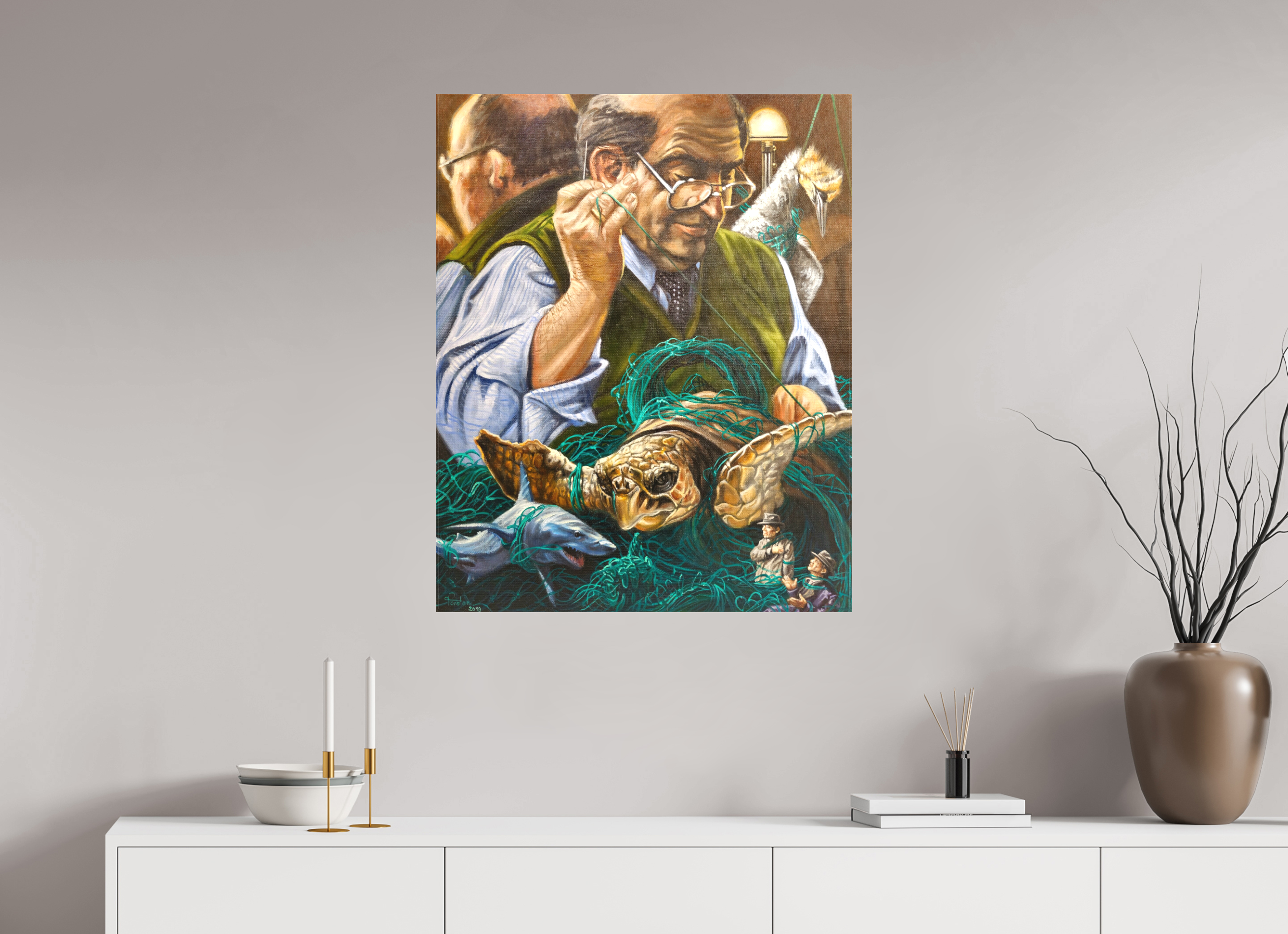 70 x 87,5 cm, Leinwand ​Der Plastikverstricker