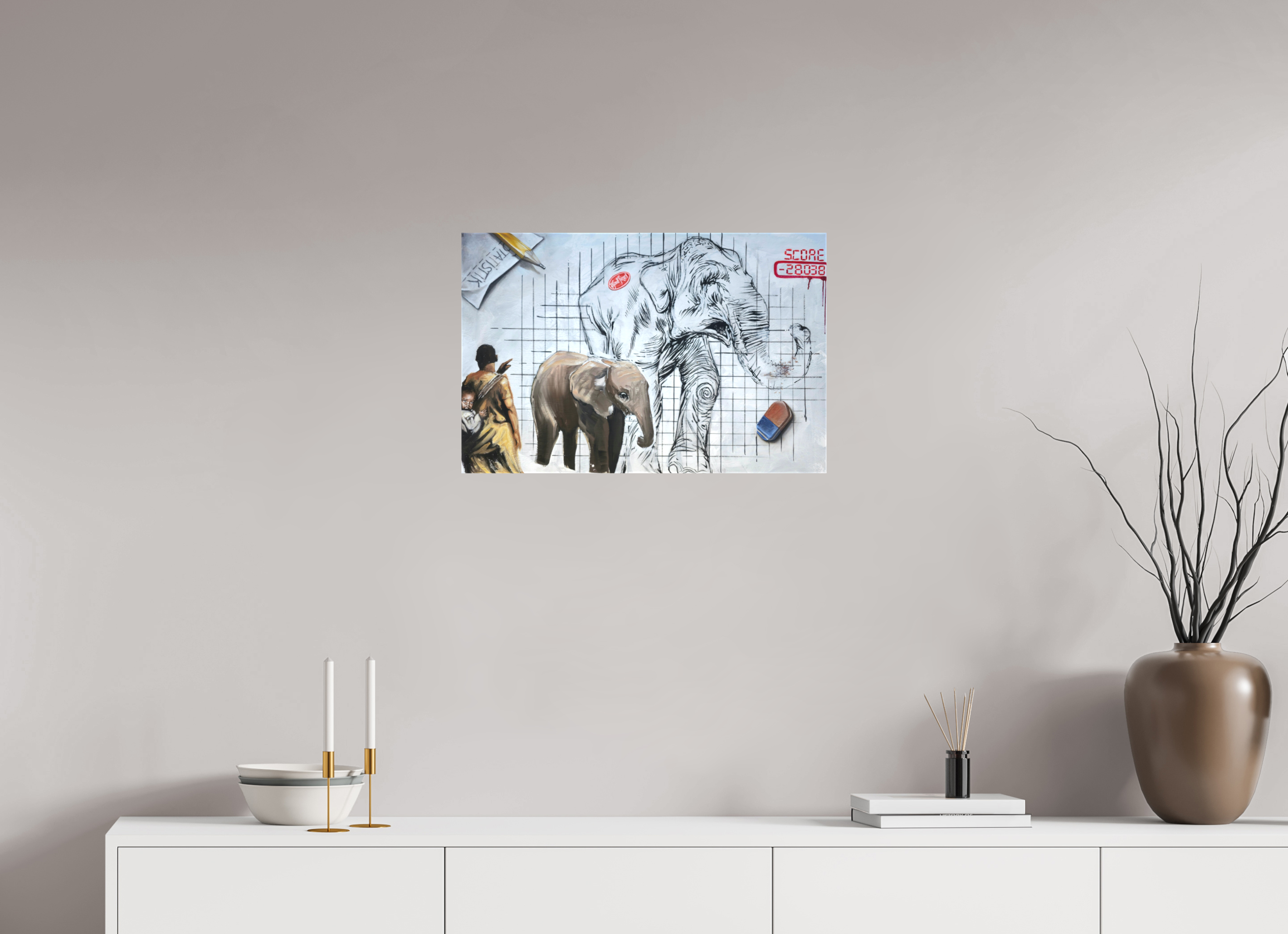 61,3 x 40 cm, Leinwand AUSRADIERT