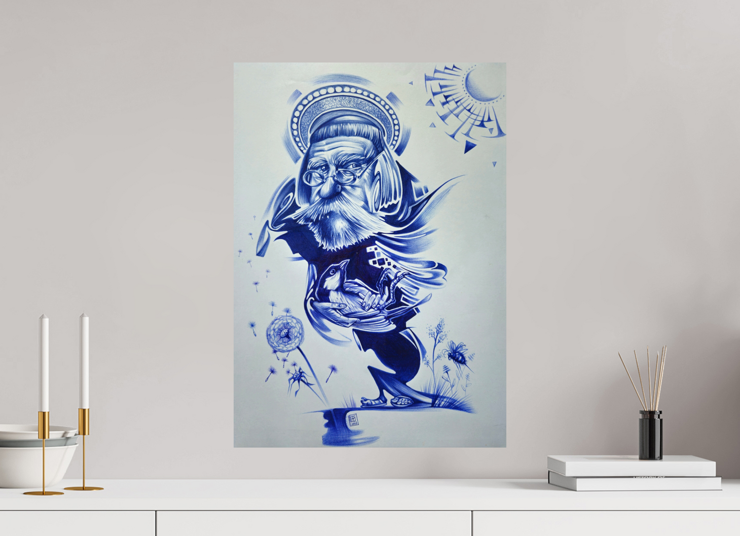 DIN A2 (42 x 59,4 cm), Fine Art Print Patron Of Souls(Franz von Assisi)